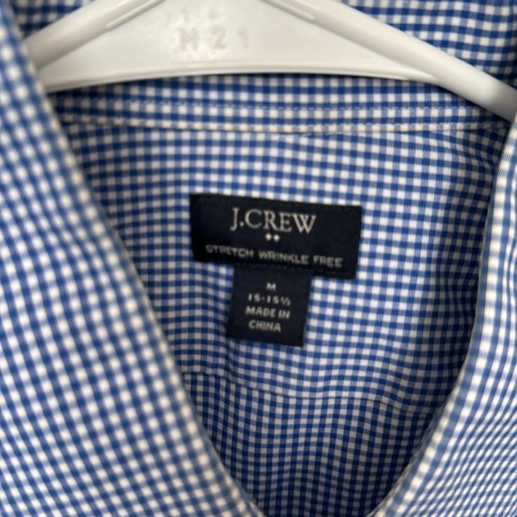 J Crew Men’s Dress Shirt in Blue Gingham Check.  Slim fit, stretch wrinkle free - Picture 5 of 5